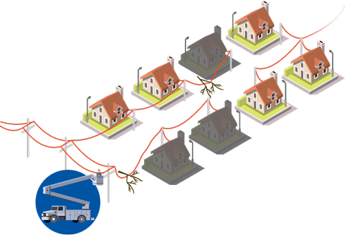 illustration of a neighborhood showing how lines connect from different directions