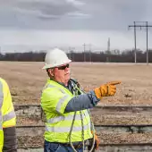 people - hard hats - DP&amp;L 2 men working transmission line improvements