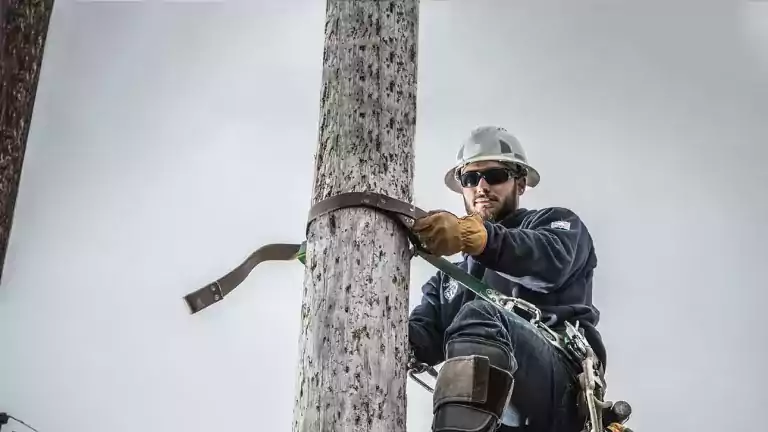 male DP&amp;L power line technitian