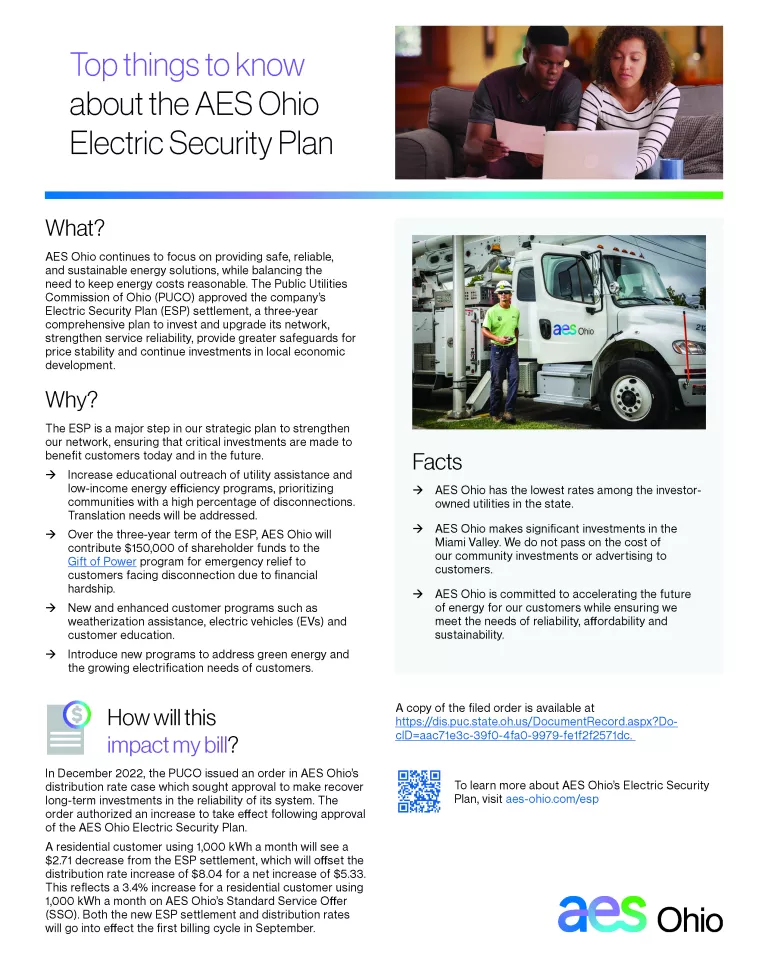 AES Ohio’s Electric Security Plan AES Ohio