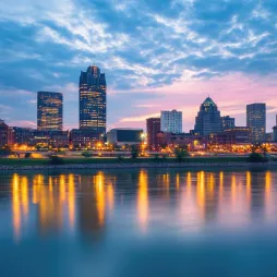 Dayton skyline at dusk